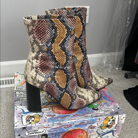 Jeffrey Campbell Colorful Snakeskin Ankle Boots - Picture 4 of 7